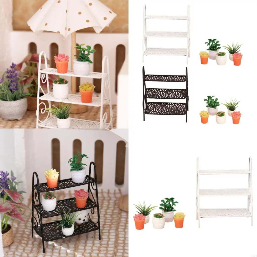 

1/12 миниатюрная модель подставки для растений, фигурка с растением в горшке для кукольного дома, композиция для сцены, модель,