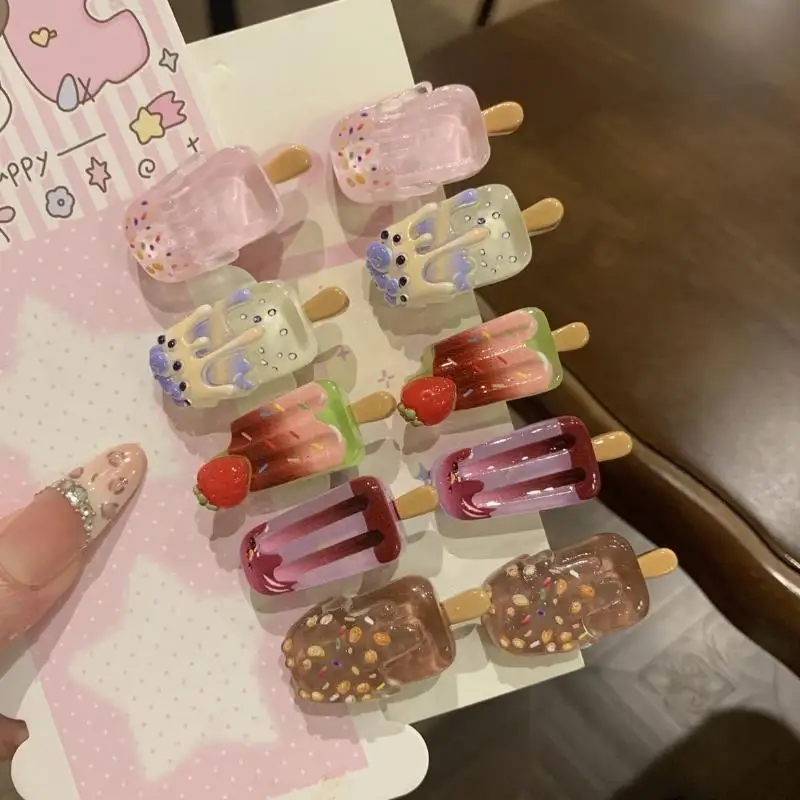 1/3/5/10 Stück Kawaii 3D Eiscreme-Haarspangen Niedliche Harz-Haarklammern Sommerliche Süße Pony-Clips Mädchen-Haaraccessoires – Detail 4
