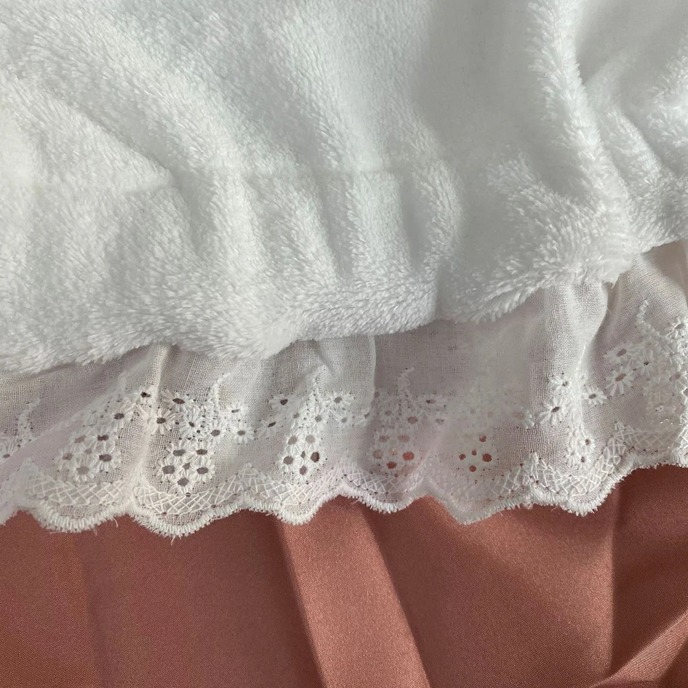 Winter Warm Plush Velvet JK Lolita Bloomers Ruffled Lace Trim Bow Loose Pumpkin Pants Solid Color Thermal Pajama Safety Shorts
