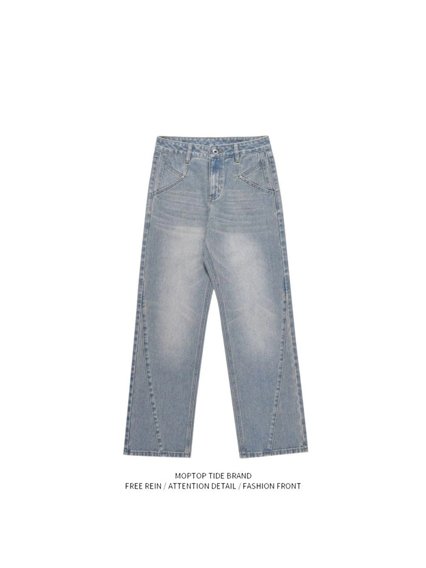 

Cleanfit American Washed Vintage Straight Leg Jeans Loose Design Men Women Casual Straight Footwear Multi-Season Fashion