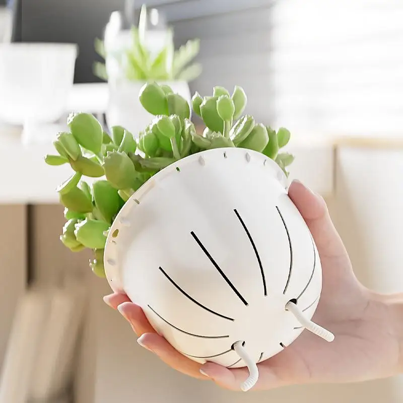 Hydroponic Flower Pot Automatic Water-Absorbing Flowerpot Transparent Double Layer Plastic Self Watering Planter Office