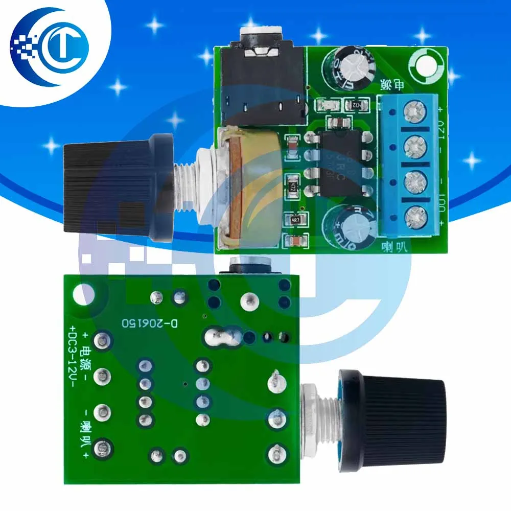 LM386 Adjustable Volume Audio Amplifier Board, 3V-12V Wide Voltage Input 5V Compatible Mini Amp Module for Small Electronics
