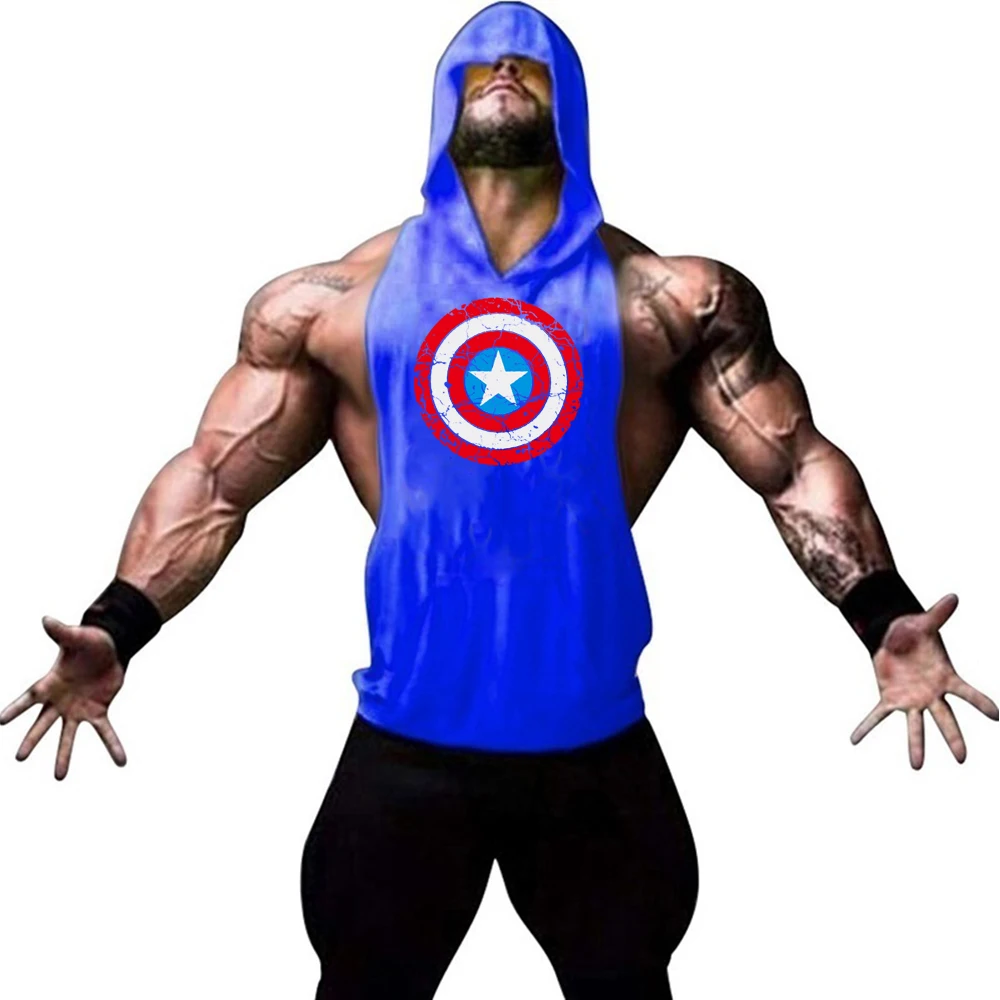 Men's summer hip-hop print cool print pattern basketball gym fitness and leisure comfortable refreshing hooded vest