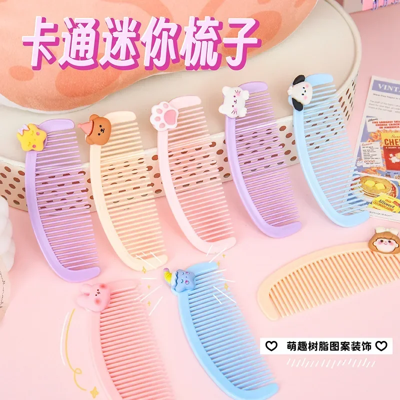 Mini Cartoon Love Mini Comb Wear Resistant Cartoon Love Cute Student Portable Hair Comb Plastic Children Baby Girl Hair Comb