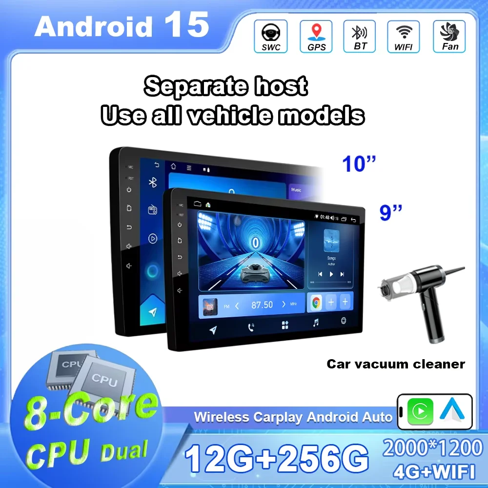 

Android 15 CarPlay автомобильный радиоприемник Android Auto GPS мультимедийный плеер 2 DIN универсальный 9/10 дюймов Автомагнитола Wi-Fi плеер QLED Экран BT