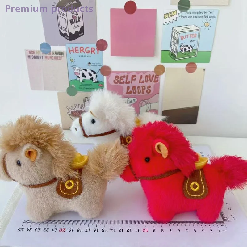 1개입 새해 장식 여성용 패션 액세서리 플러시 말 열쇠고리 가방 자동차 펜던트 보석 가방 및 선물