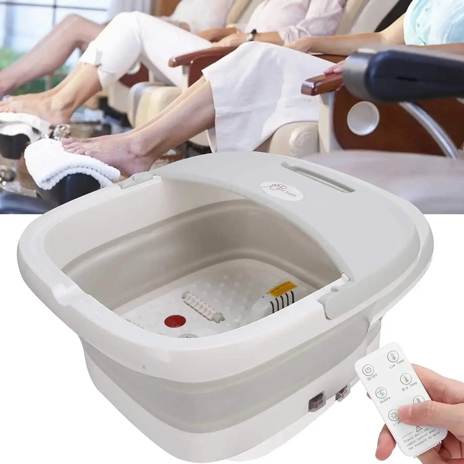 Portable Foot Bath Electric Massage Wireless Remote Control Folding Foot Spa Massager Constant Temperature For Outdoor House