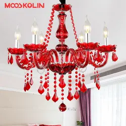 New Modern Red crystal chandeliers for Livingroom Bedroom weeding room indoor lamp crystal lustres de teto ceiling chandelier