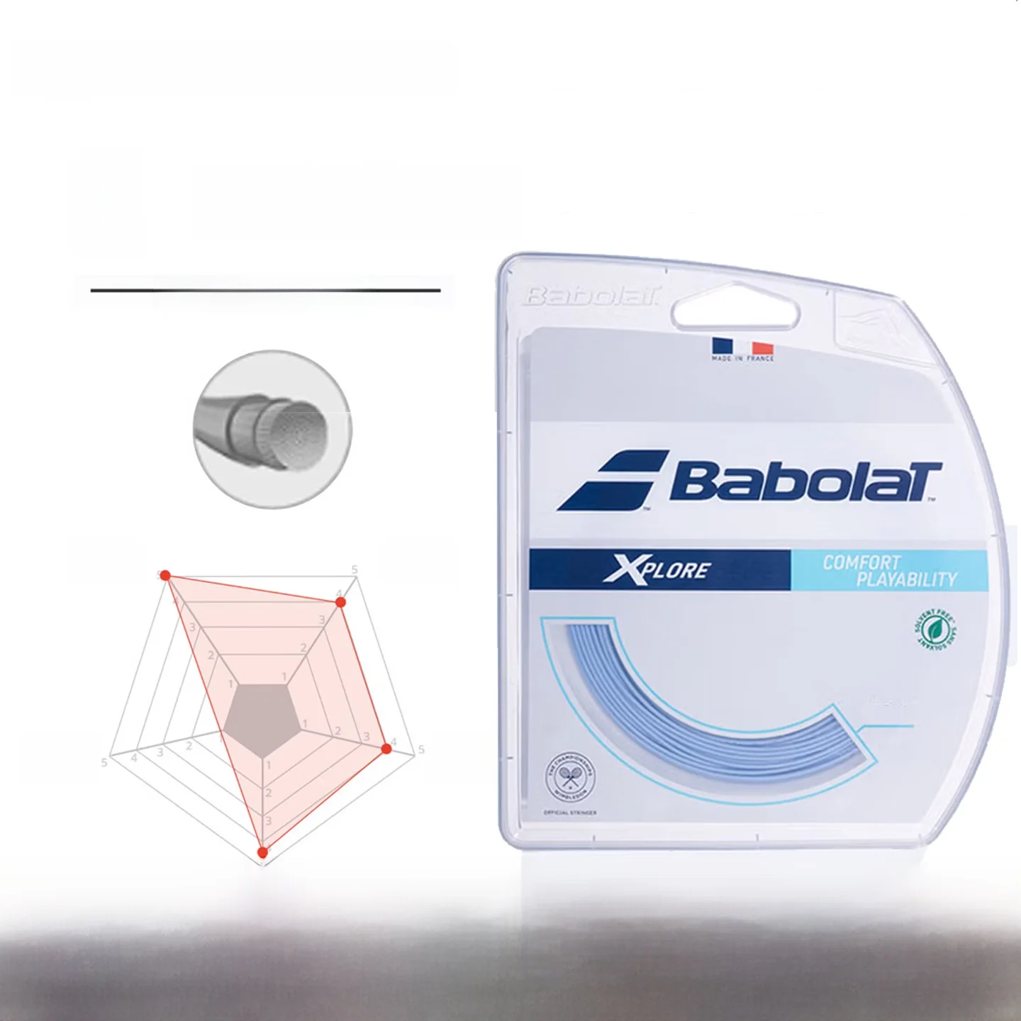 Corda de Tênis Sintética de Nylon Babolat Explore XPLOR, Linha Composta Macia para Fãs de Tênis e Fitness