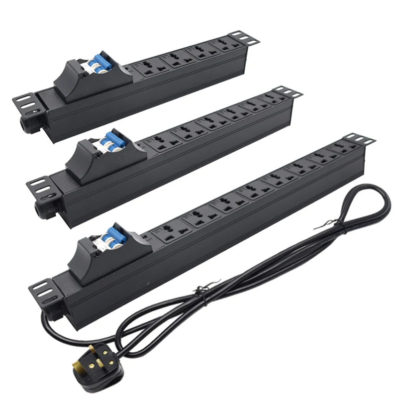 

Aluminum alloy PDU Power Strip 16A Double Open Air Switch 3-10 AC Universal Socket Outlet For Cabinet Rack Mount