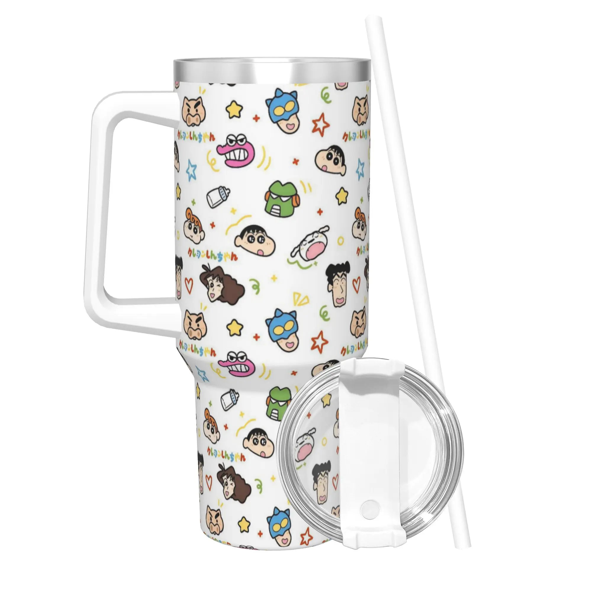 Stainless Steel Tumbler Crayons Shin Chans Anime Thermal Cups  Leakproof Cold Drink Mugs Cup Driving Water Bottle