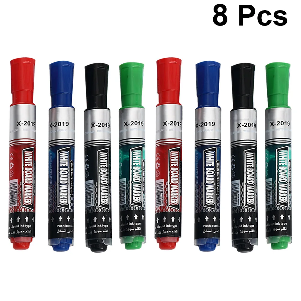 8 قطع من أقلام تحديد السبورة البيضاء متعددة الألوان قابلة للمسح ومقاومة للماء للكتابة على نحو سلس من الورق الزجاجي والبلاستيك والمسح الجاف