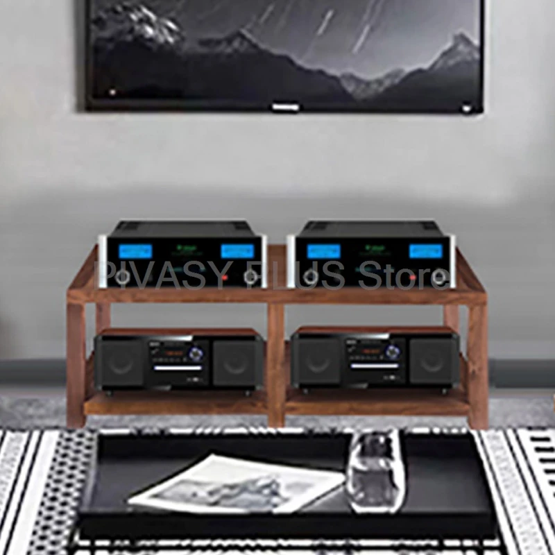 

1-2-уровневая аудио-стойка из массива дерева, грузоподъемность 100 кг, полки для усилителей, толщина 3,5 см, кронштейн для хранения усилителей для DJ, домашнего кинотеатра, студии