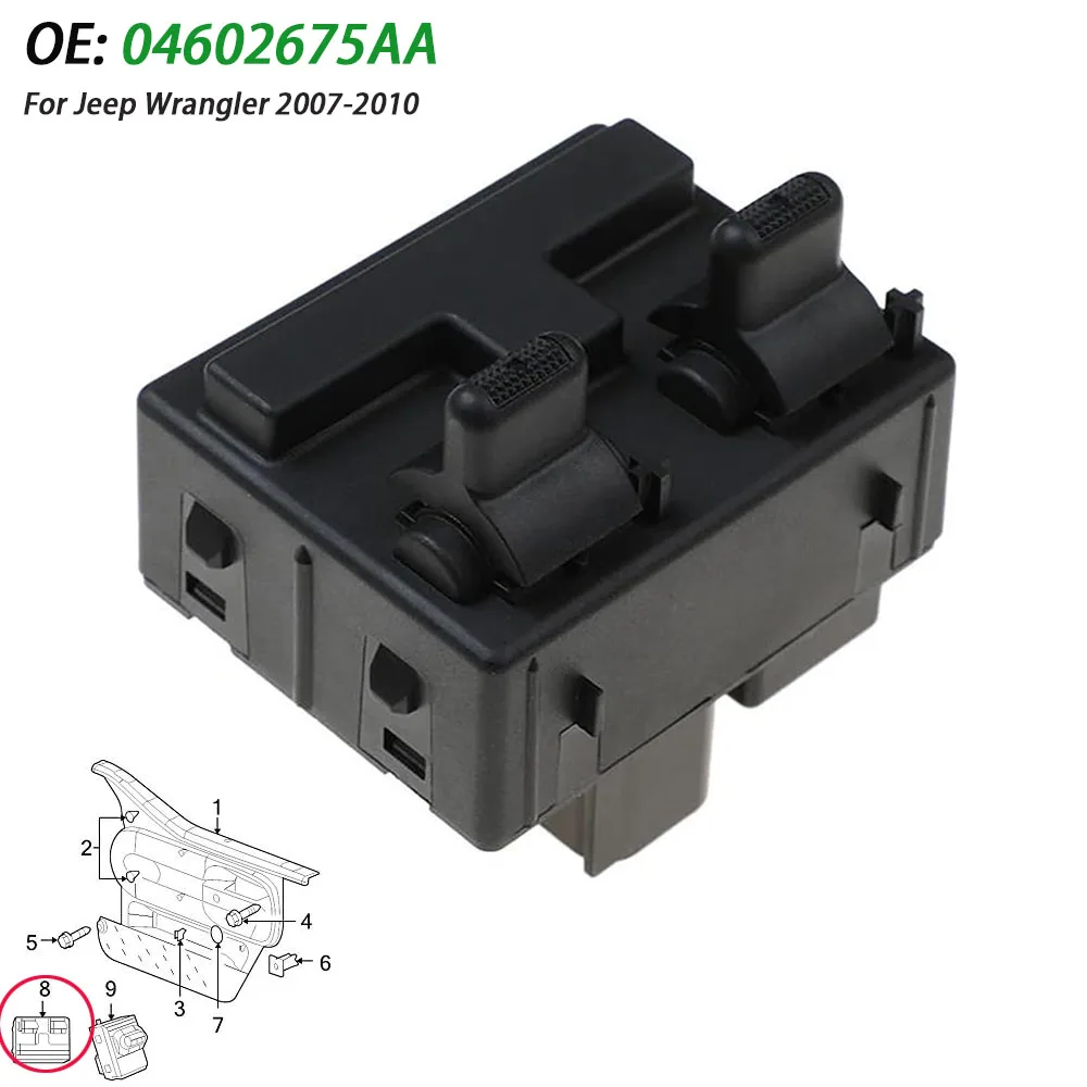 

Для Jeep Wrangler 2007 2008 2009 2010, главный переключатель окна передней двери, автомобильные аксессуары 04602675AA DWS-624 DWS624