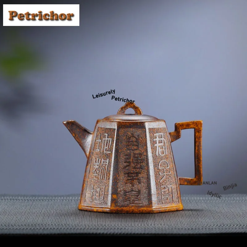 

240 мл высококачественные чайники из фиолетовой глины Исин, восьмиугольный горшок ручной работы, фарфоровый чайник с необработанной рудой, фарфоровый грязевой чайник с фильтром, чайный сервиз Zisha