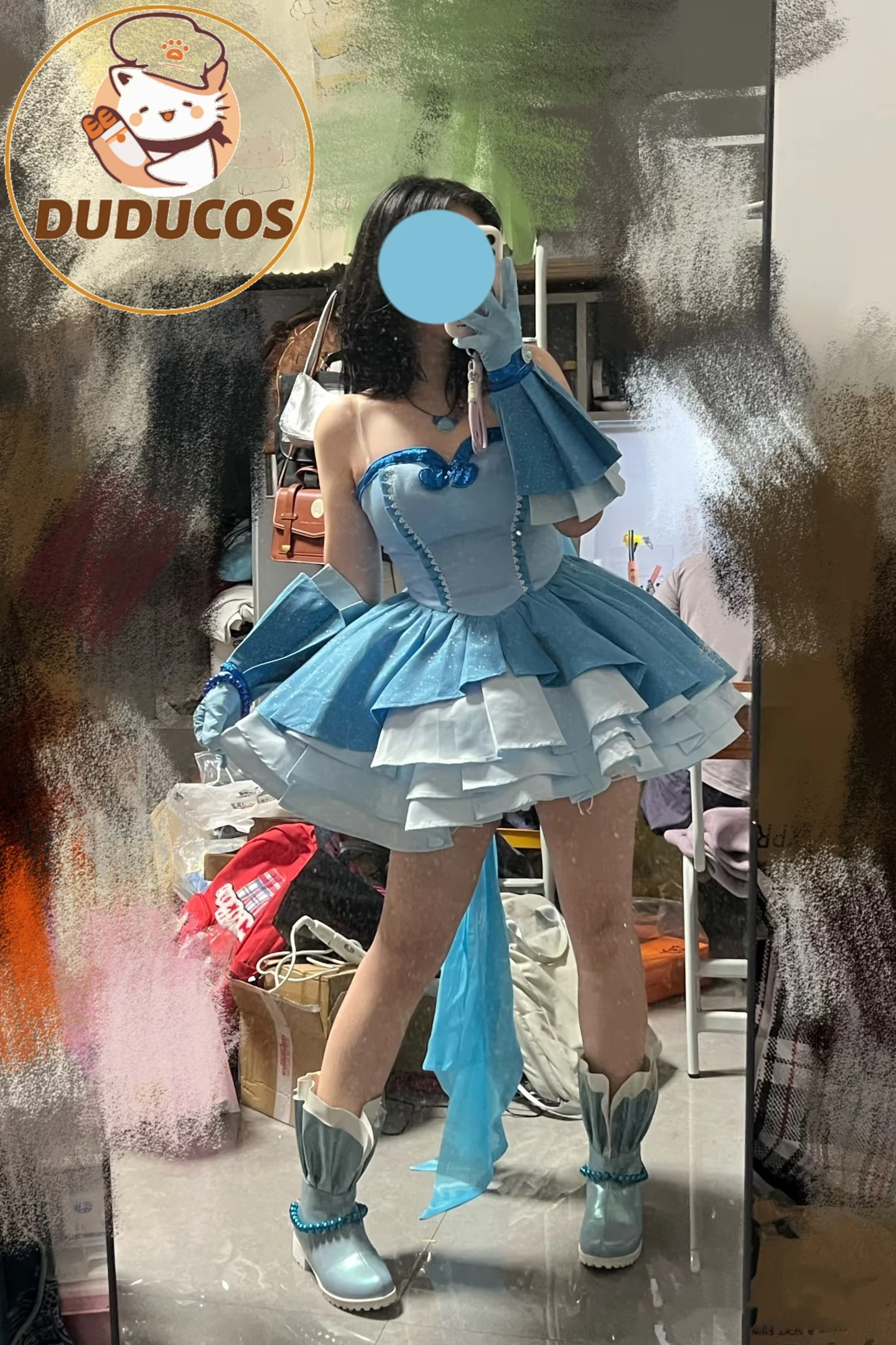 Em estoque hanon hosho cosplay traje anime sereia melodia pichi pichi pitch DUDU-SR feminino vestido azul hanon hosho dia das bruxas
