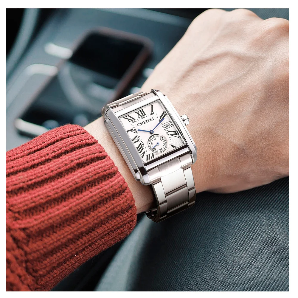 CHENXI-ساعة كوارتز رجالية مقاومة للماء ، ساعة من الفولاذ المقاوم للصدأ ، أفضل علامة تجارية فاخرة ، ساعات معصم عصرية للأعمال