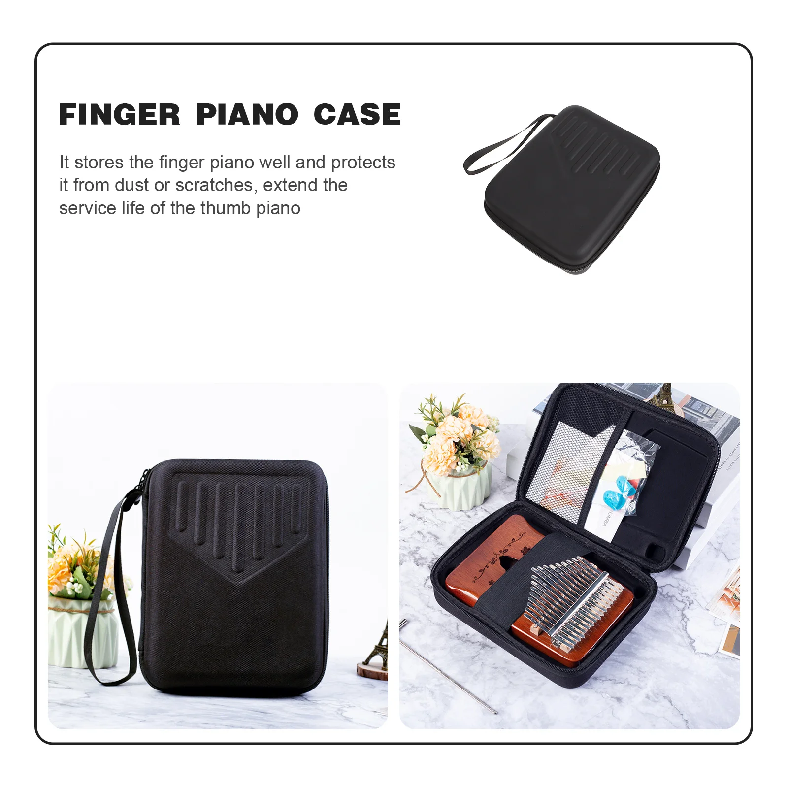

Kalimba Thumb Piano Protective Bag Portable Storage Box Durable Eva Mutispandex Material Simple Design Easy Carry