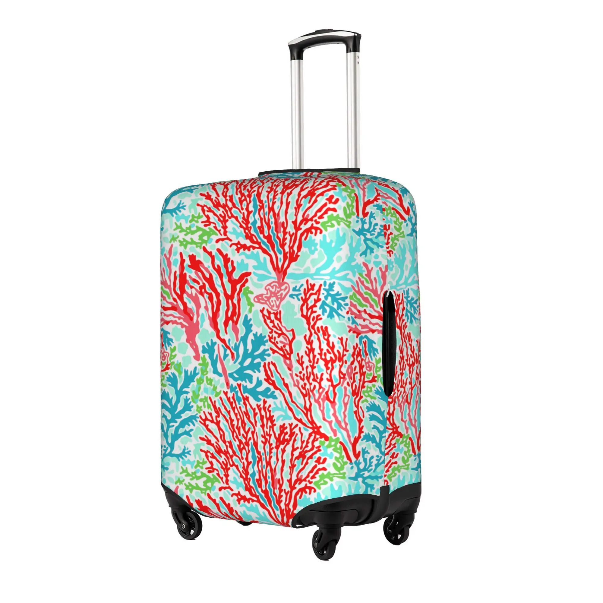 Coral Reef Tropical Ocean Hawaiian Style Luggage Cover Elastic Red Blue Green Travel Suitcase Protective Covers Fits 18-32 Inch