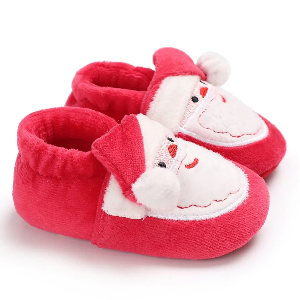 1 pasang sepatu bot Natal bayi, sepatu sandal bayi baru lahir, sepatu bot hangat musim dingin untuk anak laki-laki perempuan panjang 11CM (merah)