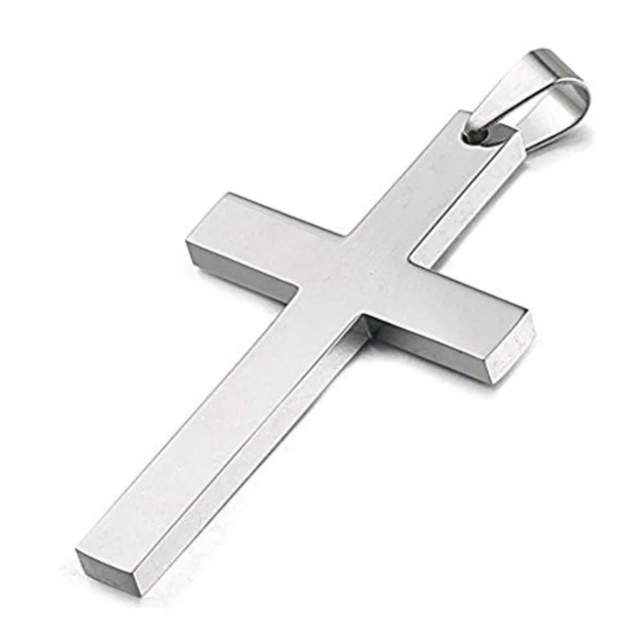 

925 Sterling Silver Simple Unisex Mens Cross Pendant Jewelry