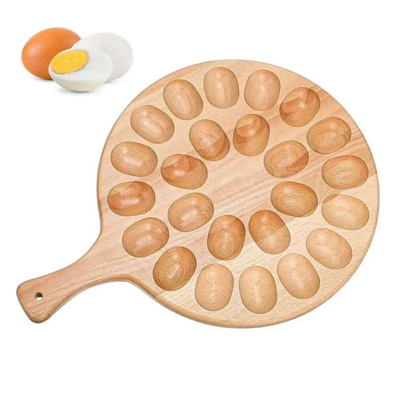 Egg Storage For Outdoor Serving Tray Portable Egg Plate Durable Deviled Wooden Egg Box Tray Home Storage Rack Multi Compartment