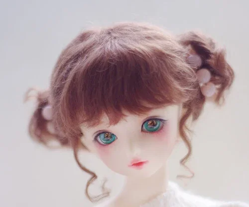 （Customize 30 Days） BJD DD SD MSD 1/6 1/8 1/4 1/3 doll's Photo props Accessoriess pink Double Dumplings wig 1pcs