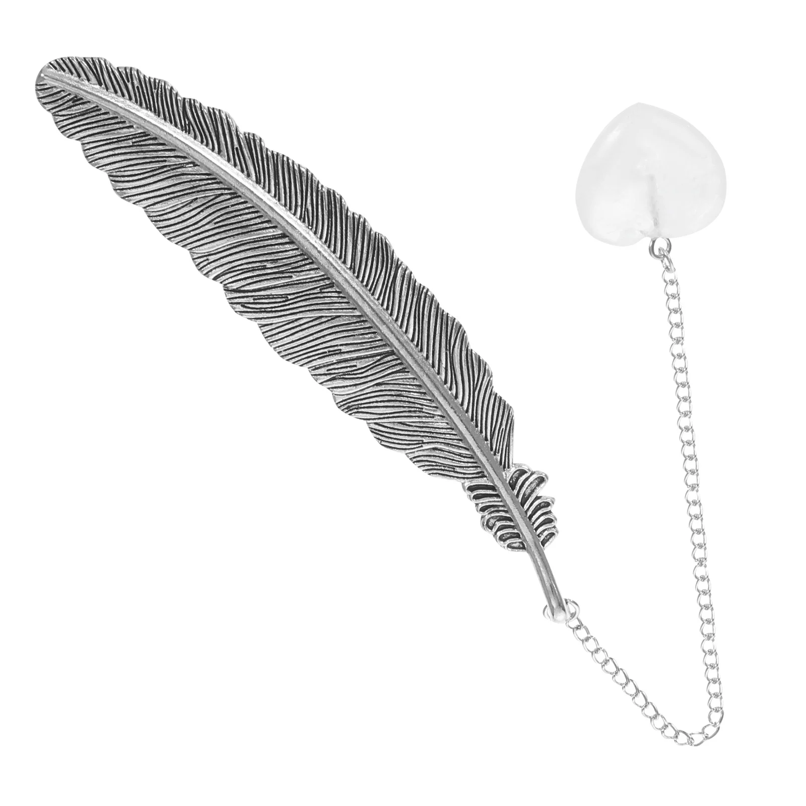 Crystal Pendant Bookmark Metal Plume Retro Style Lightweight Chain Page Holder For Women Teens Vintage Reading Mark Small