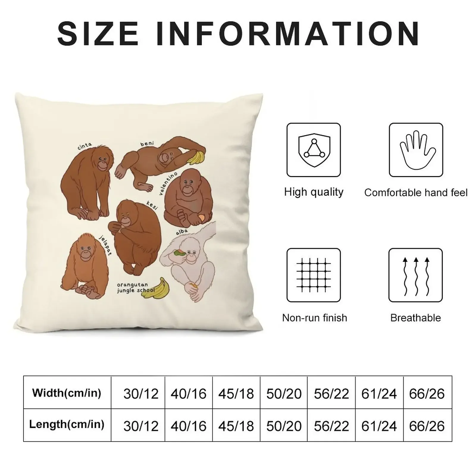 orangutan jungle school Throw Pillow bed pillows Pillowcase pillow cover christmas christmas supplies pillow