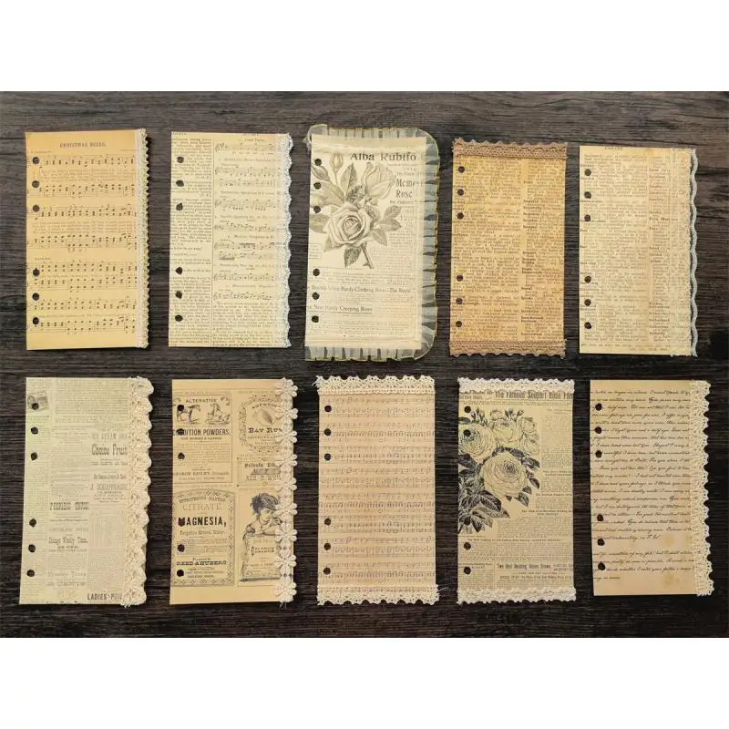 Loose-leaf Lace Paper for A6 Journal, 6 Holes Handmade Lace Inner Page 172x95mm for Scrapbook, Retro Decorative Partition Page - view 6