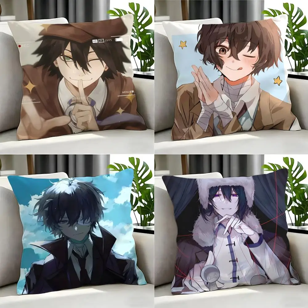 anime Bungo Stray Dogs Cushion Cover Cushion Cover Set 4Pcs 50x50 45x45 40x40 Pillowcase Decorative Sofa Home Decor