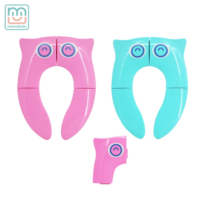 Owl Pattern Foldable Portable Potty Seat, Universal Non-Slip Toddler Toilet Cover with Carry Bag for Travel