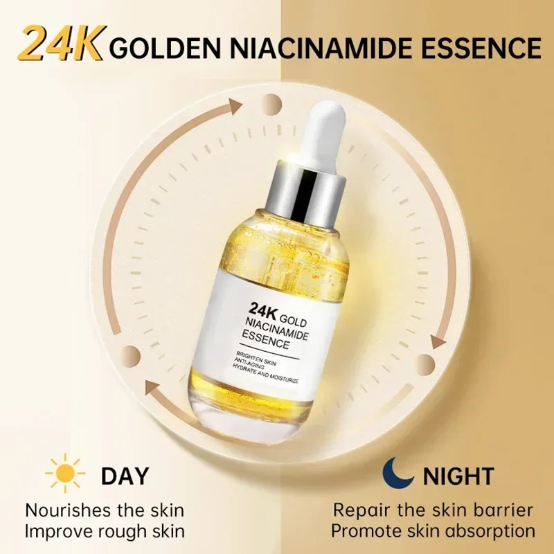 24K Goud Whitening Sproeten Serumcrème Verwijderen Donkere Vlekken Melasma Niacinamide Lichter Melanine Acne Littekens Anti-Aging Huidverzorging