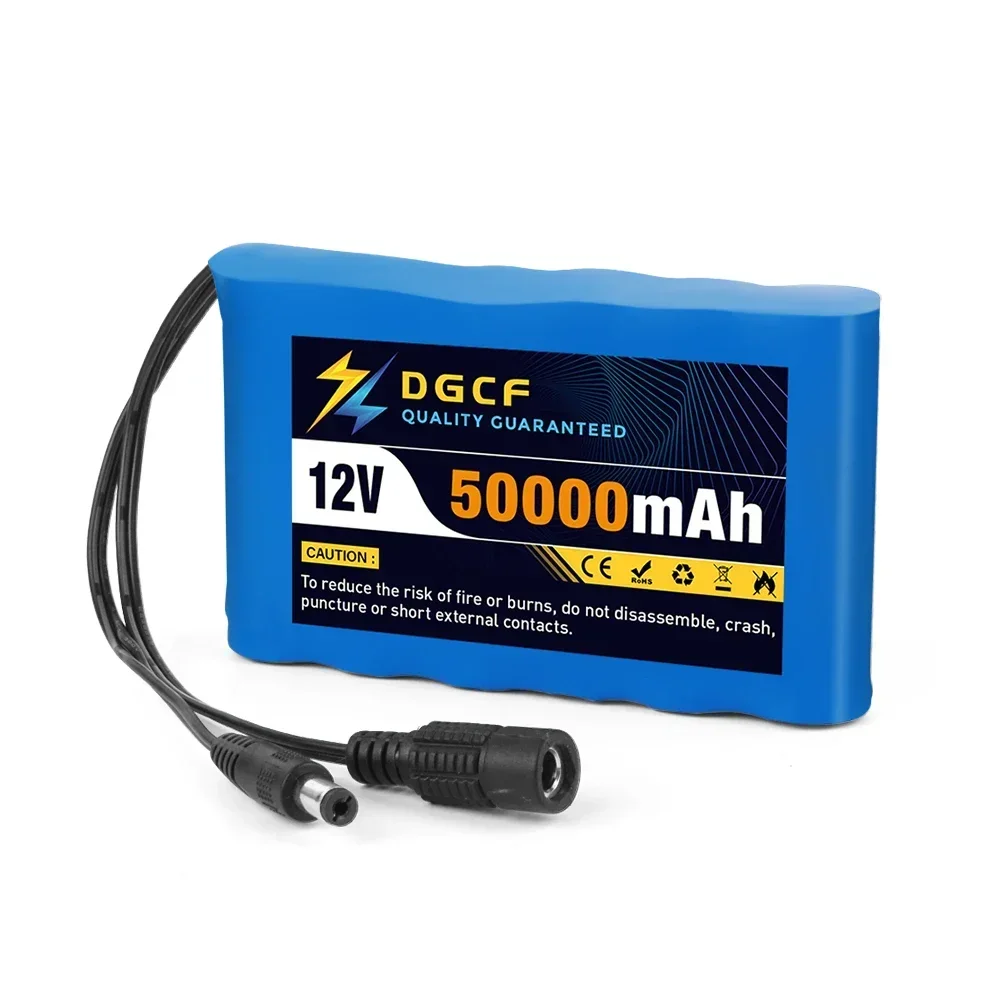 Przenośny akumulator litowo-jonowy 18650 12 V 50000 mAh, odpowiedni do monitora kamery CCTV