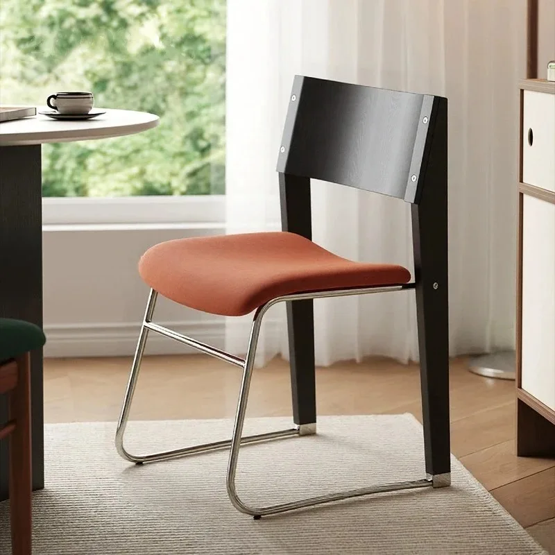 Mid Century Dining Chair Modern Wooden Seat High Back Comfortable Small Space Cafe  Vanity Stool Nordic Furniture Chaise