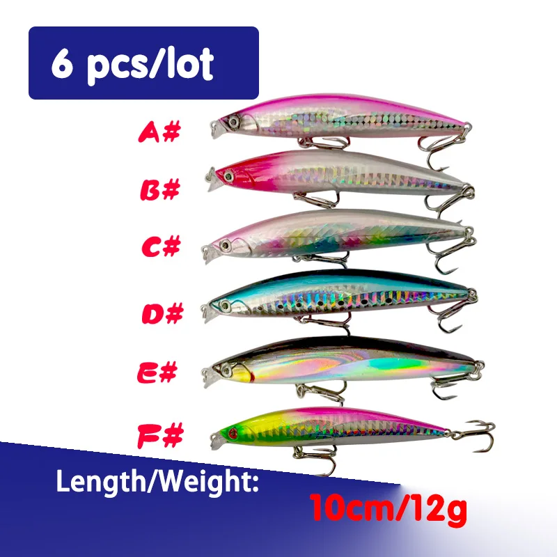 1PCS Fishing Lures 10cm 12g Float Minnow Wobbler Bass Troll 6 Colors  Artificial Hard Bait Crankbait Carp  Fishing Tackle