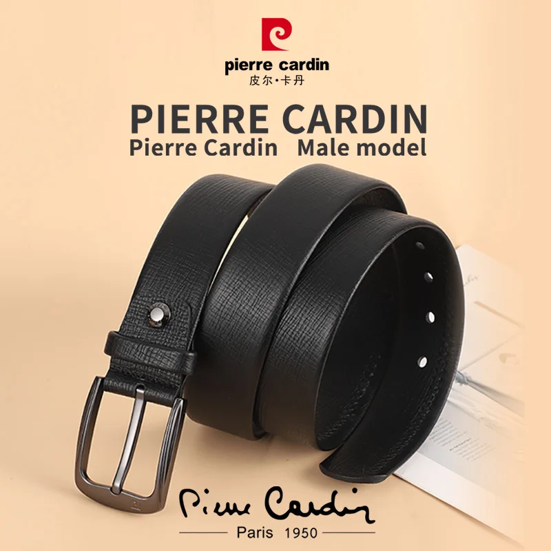 

Pierre Cardin Men's Commerce Fashion Genuine Leather Belts needle buckle waistband for Men Black Belt