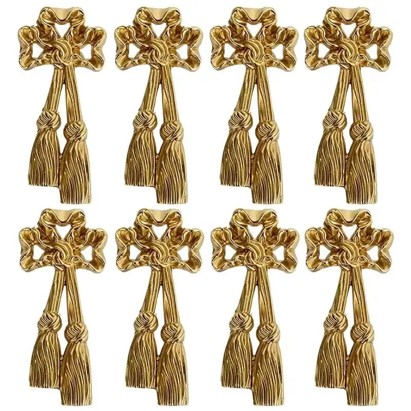 HOT 8PCS Solid Brass Bowknot Rope Furniture Pulls Handles Drawer Knobs Cupboard Wardrobe Closet Dresser Shoe Cabinet Pulls Knobs