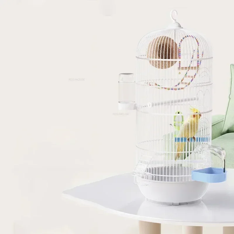 Portable Hook Bird Cages Round Parrot Cage House Bird Accessories Luxury Villa Large Metal Bird Cage Pet Supplies N
