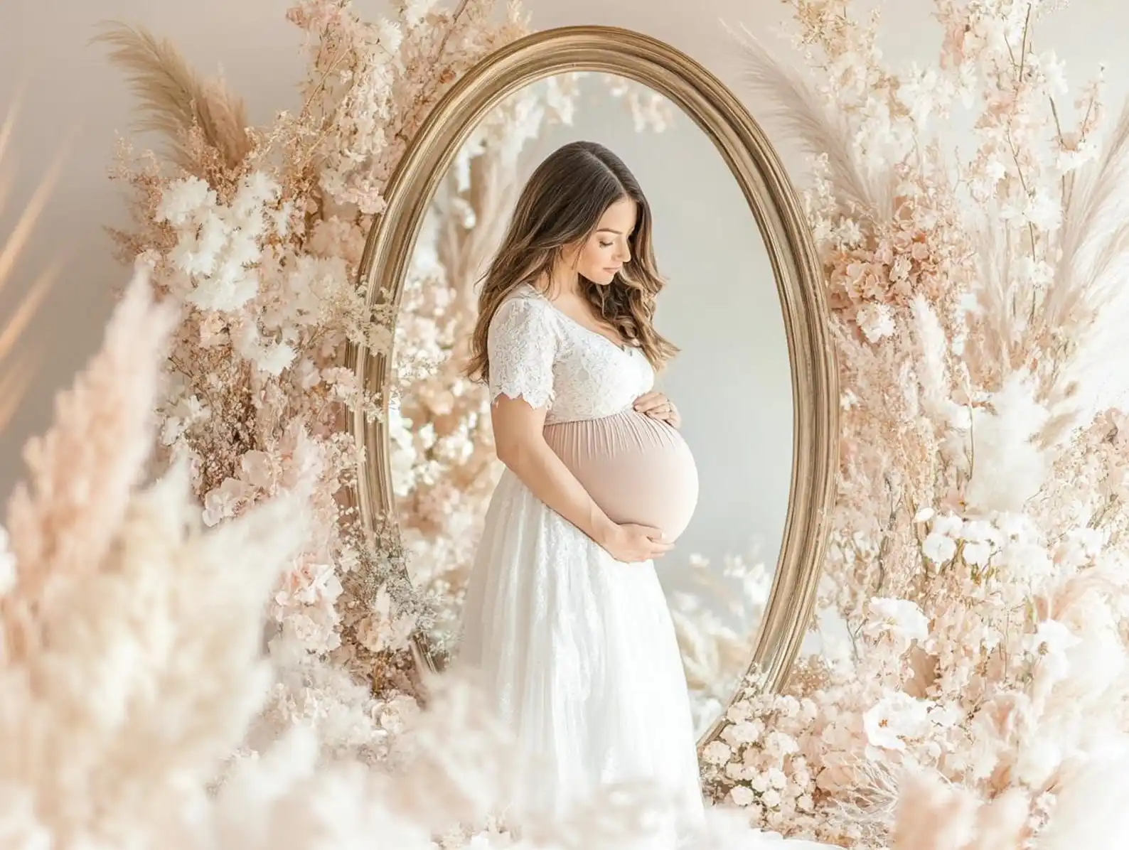 Mehofond التصوير خلفية الوردي الأزهار مرآة الإطار رومانسية الاطفال عيد ميلاد الأمومة صورة ديكور خلفية استوديو الصور