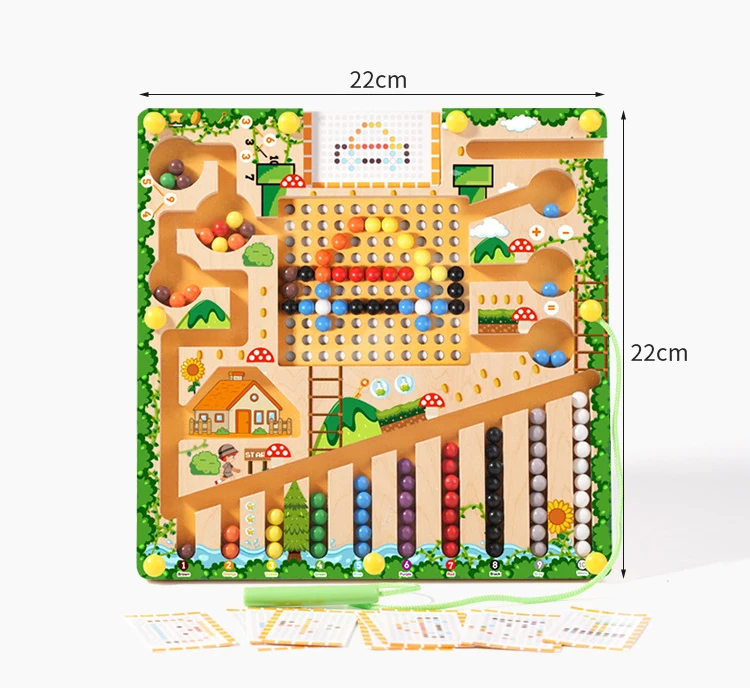 Magnetische Sortierspiele Montessori Puzzle Spielzeug Labyrinth Bord Lernen Farbe Zählen Anzahl Klassifizierung Holz Lernspielzeug – Detail 12