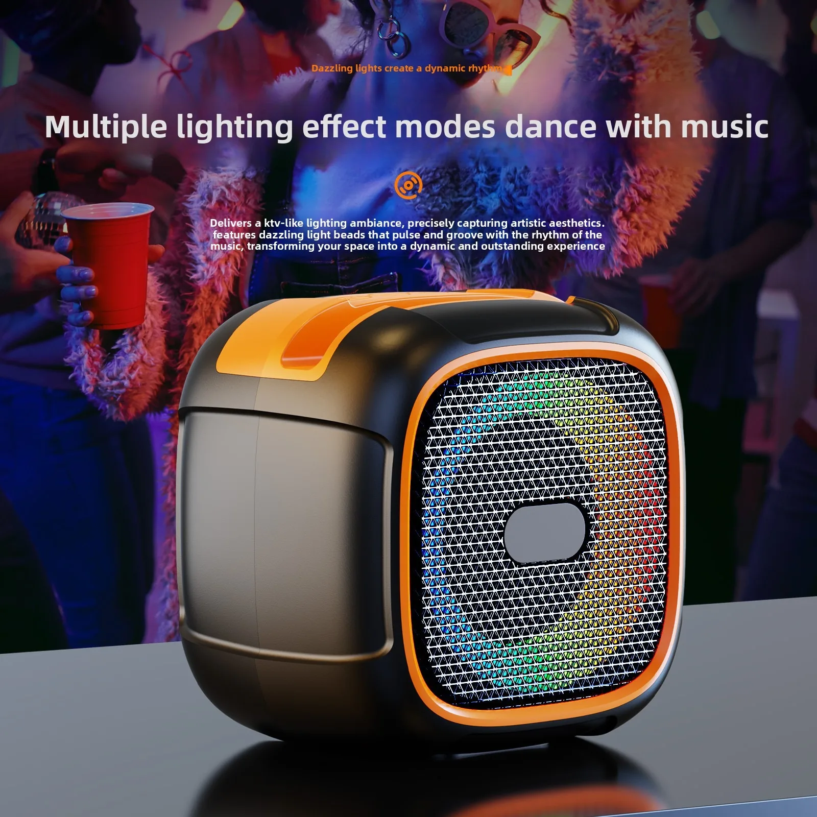 

Portable Bluetooth Speaker with Lanyard & RGB Lights, Outdoor Multifunctional Creative Phone Stand