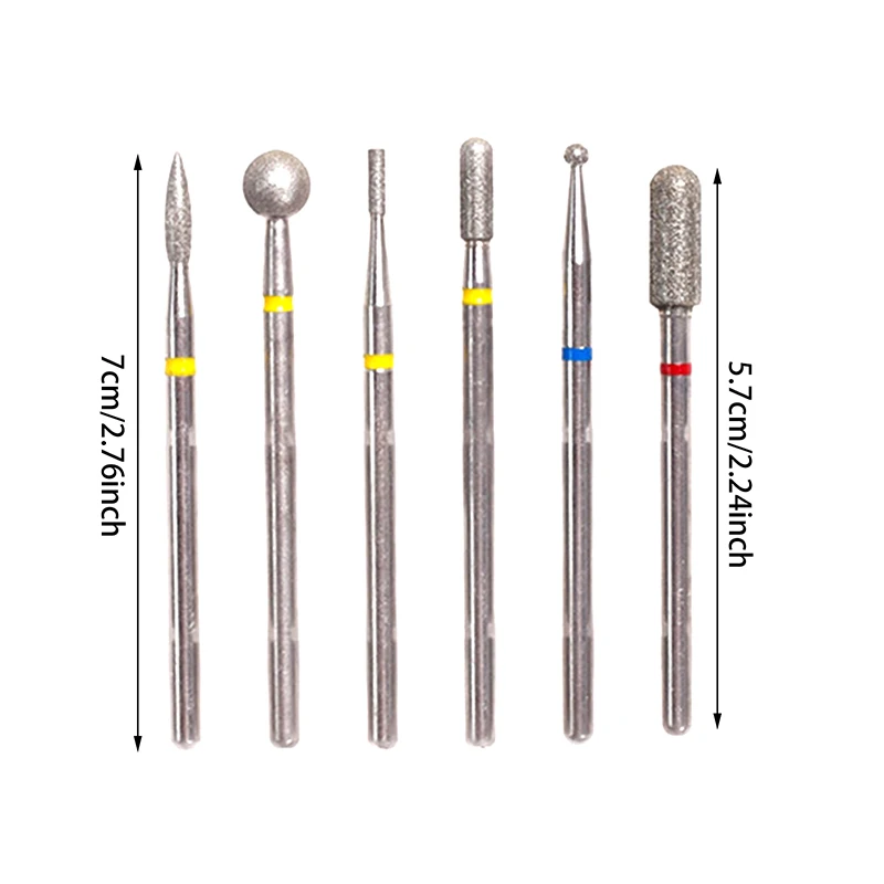 6 stks Carbide Wolfraam Nail Boor Frees Voor Manicure Machine Elektrische Boor Machine Voor Nail Gereedschap Accessoires