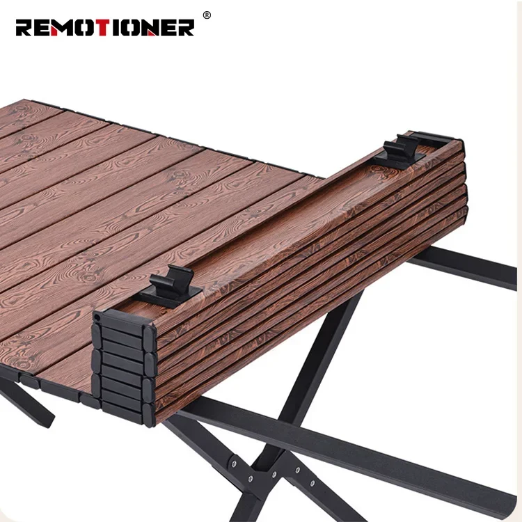 Hot Selling Outdoor Folding Table Carbon Steel Picnic Dining Table Portable Camping Rollable Table