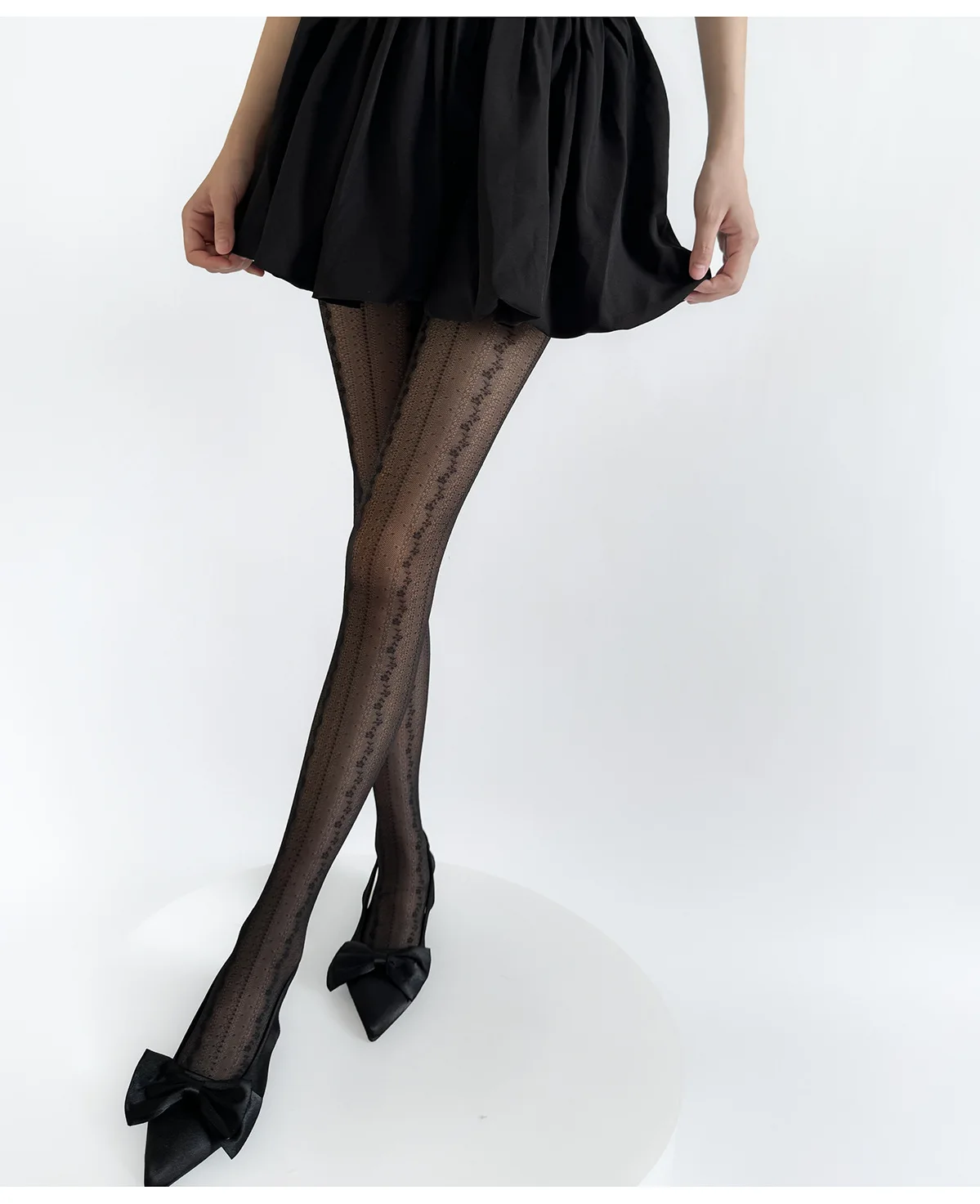 Summer Ultra-Thin Lace Vertical Striped Jacquard Women's Pantyhose Lolita Dot Fashion Individual Nylon Tights Multiple Colors