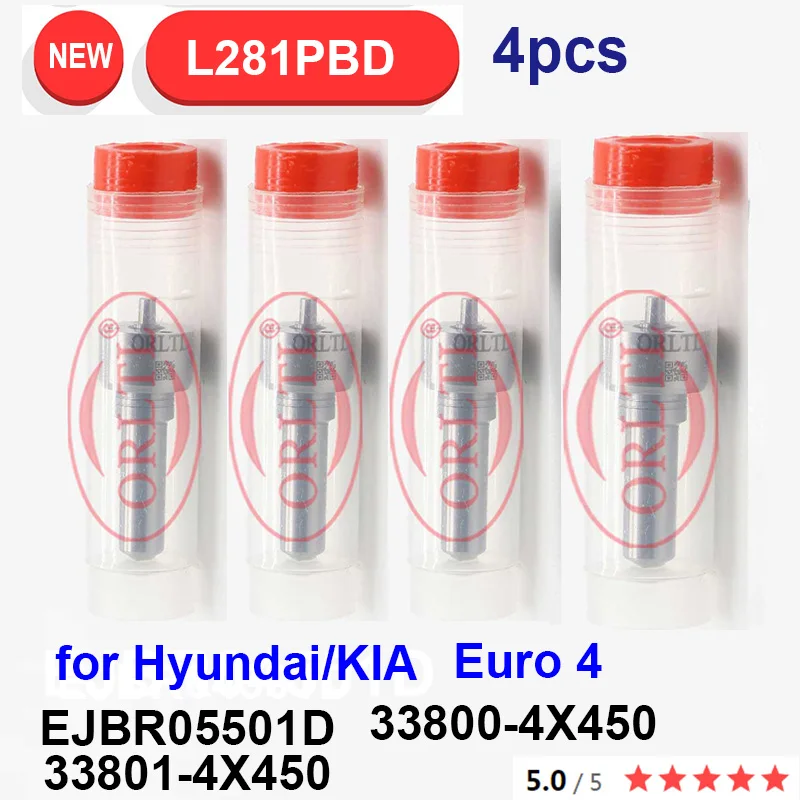 

4PCS 33801-4X450 338004X450 Euro 4 Diesel Injector Nozzle L281PRD L281PBD L 281 PBD For Hyundai Kia EJBR05501D 33800-4X450