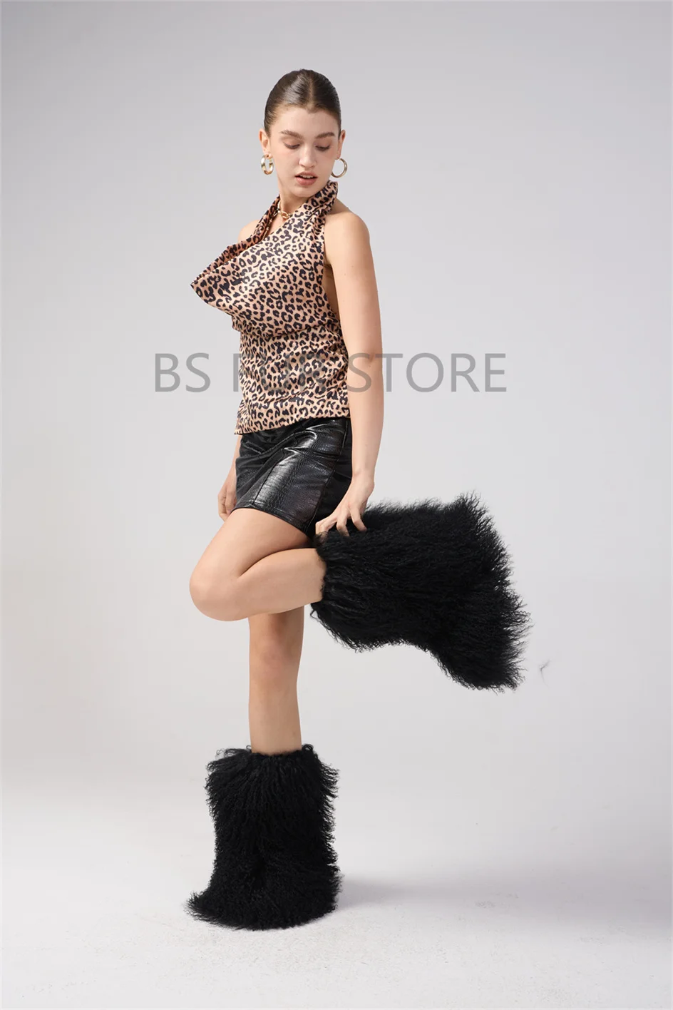 

Роскошные зимние сапоги из монгольского меха, женские шерстяные зимние сапоги на меху, обувь на платформе с пушистым натуральным монгольским мехом, ботинки для девочек