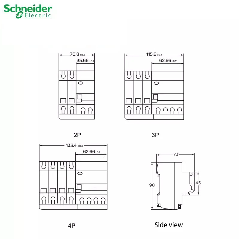 Schneider elétrico mini disjuntor ea9r disjuntor de proteção contra vazamento 3p tipo c 6a 10a 16a 20a 25a 32a 40a 50a 63a 6ka