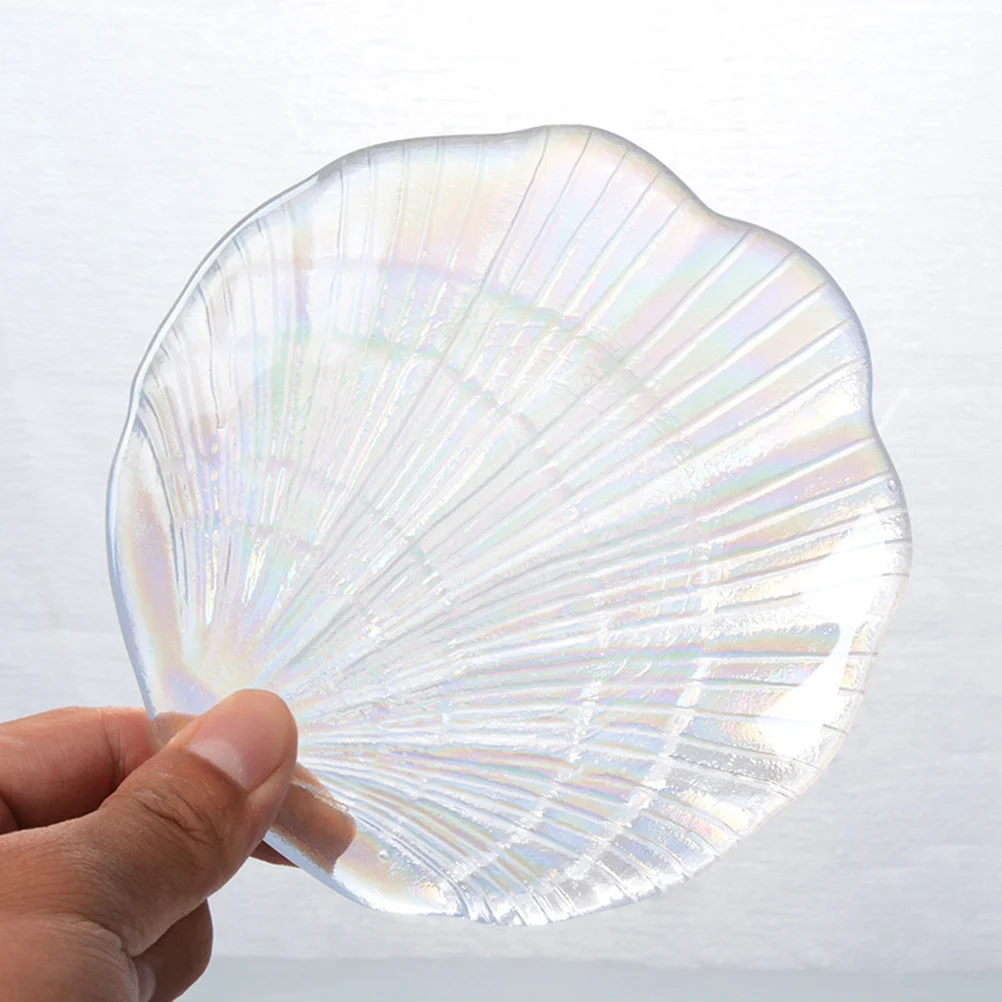 Manicure Nail Shell Palette Colorful Glass Mermaid Design Paint Tray Flat Surface Easy Clean Nail Art Palette for Professional