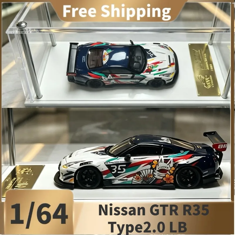 （In Stock）1/64 Nissan GT‑R LB Widebody Graffiti Resin Model Car, MYC Static Collectible Toy With Acrylic Display Box